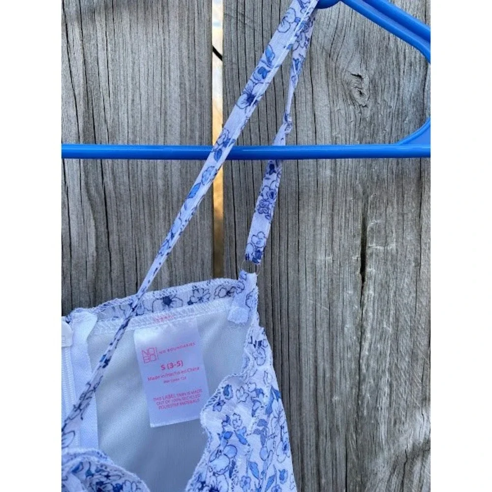 No Boundaries‎ Blue Floral Ruffle Midi Sundress White Sleeveless RN52469 S 3-5 - Picture 2 of 5